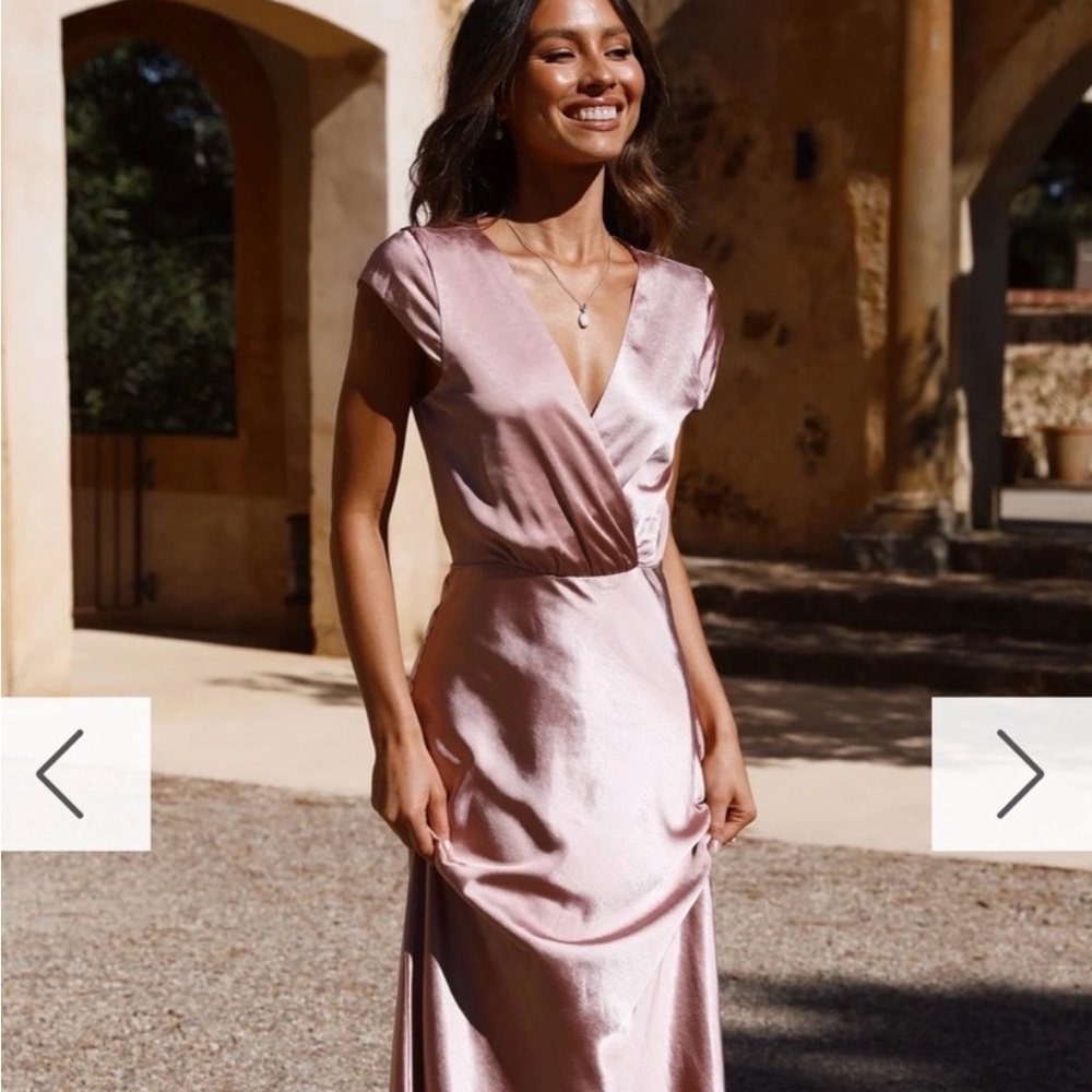 Billy J Dusty Pink Satin - Selma Maxi Dress Size 10